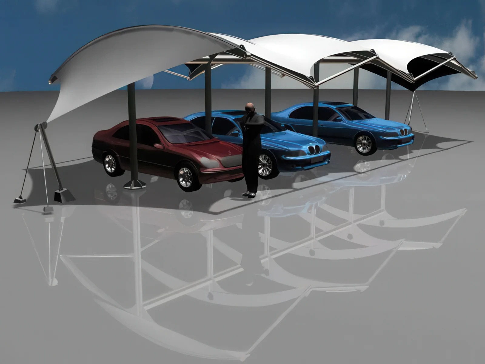 Навесы для автомобильных парковок проект 3