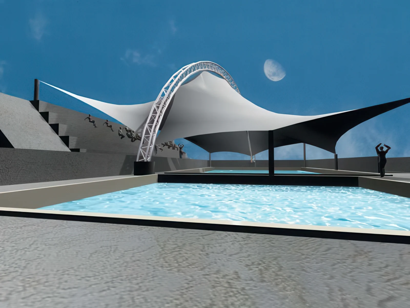 Тенты для зоны бассейна проект 2