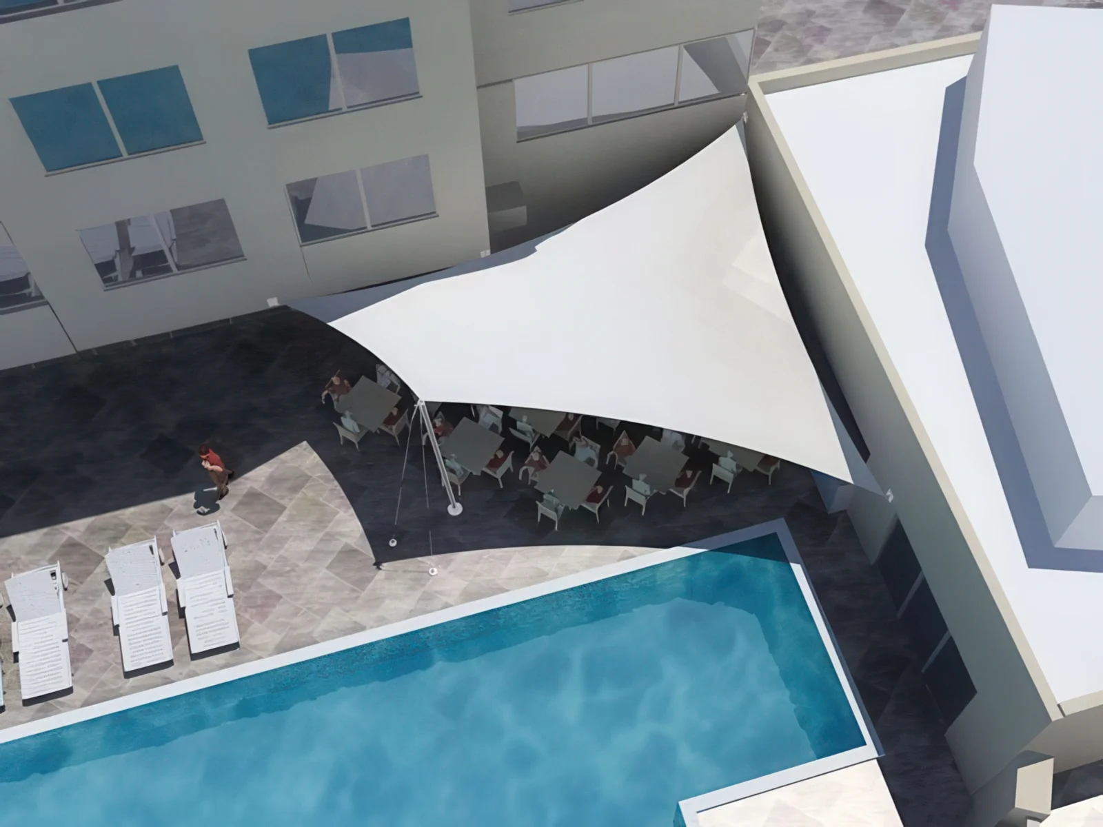 Тенты для зоны бассейна проект 7