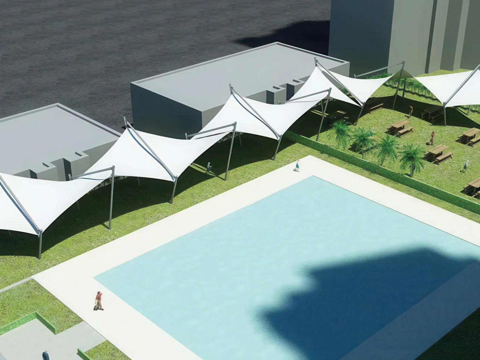 Тенты для зоны бассейна проект 9