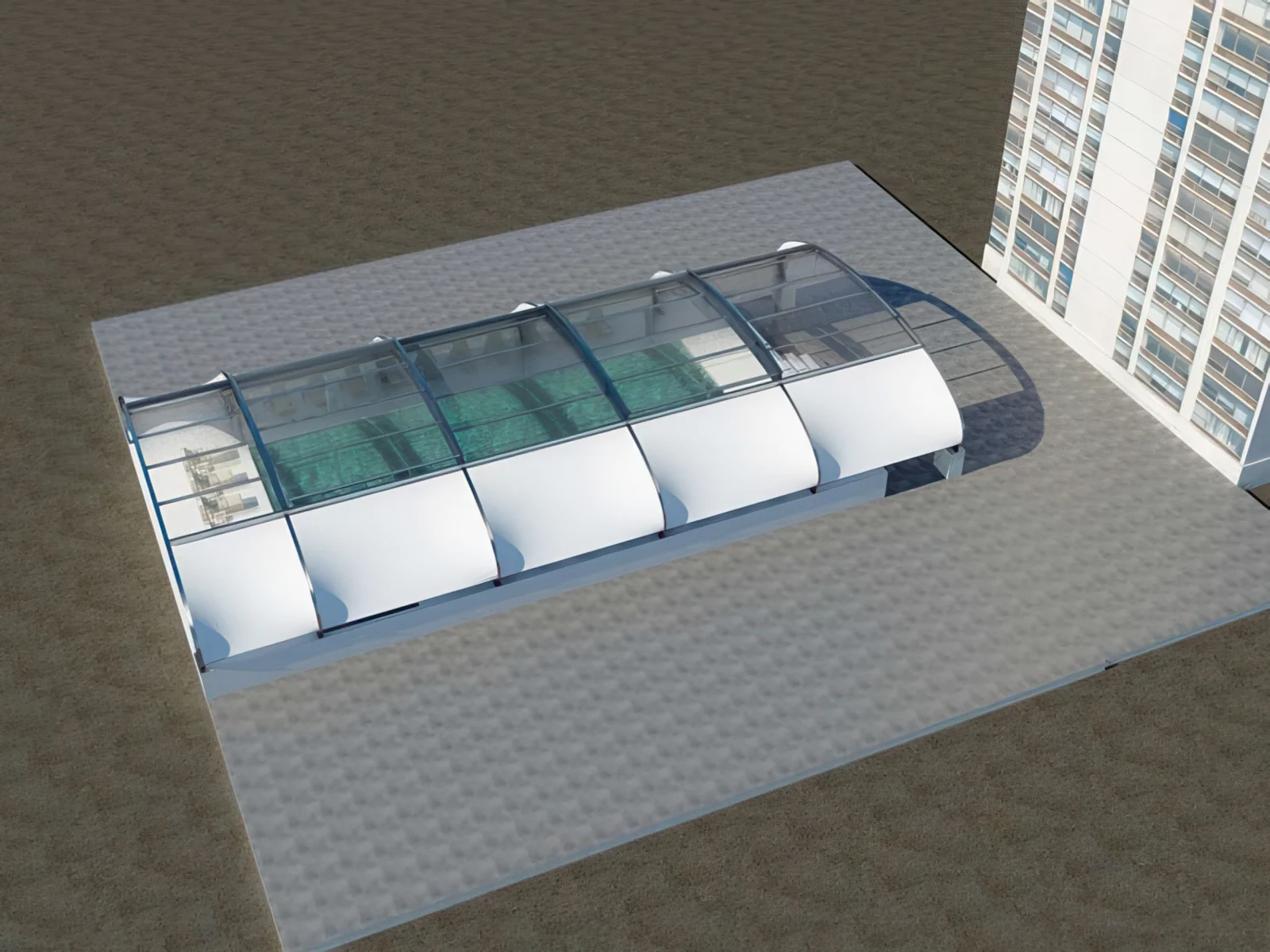 Тенты для зоны бассейна проект 10