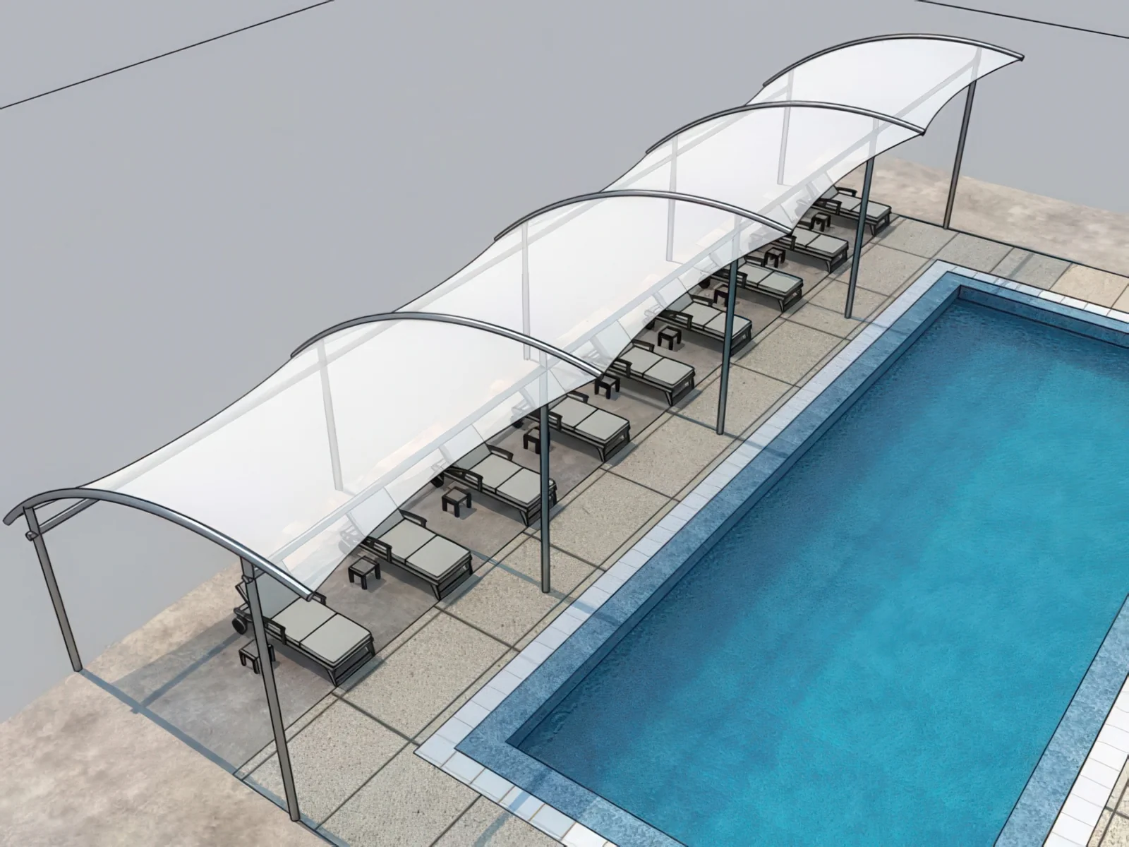 Тенты для зоны бассейна проект 11