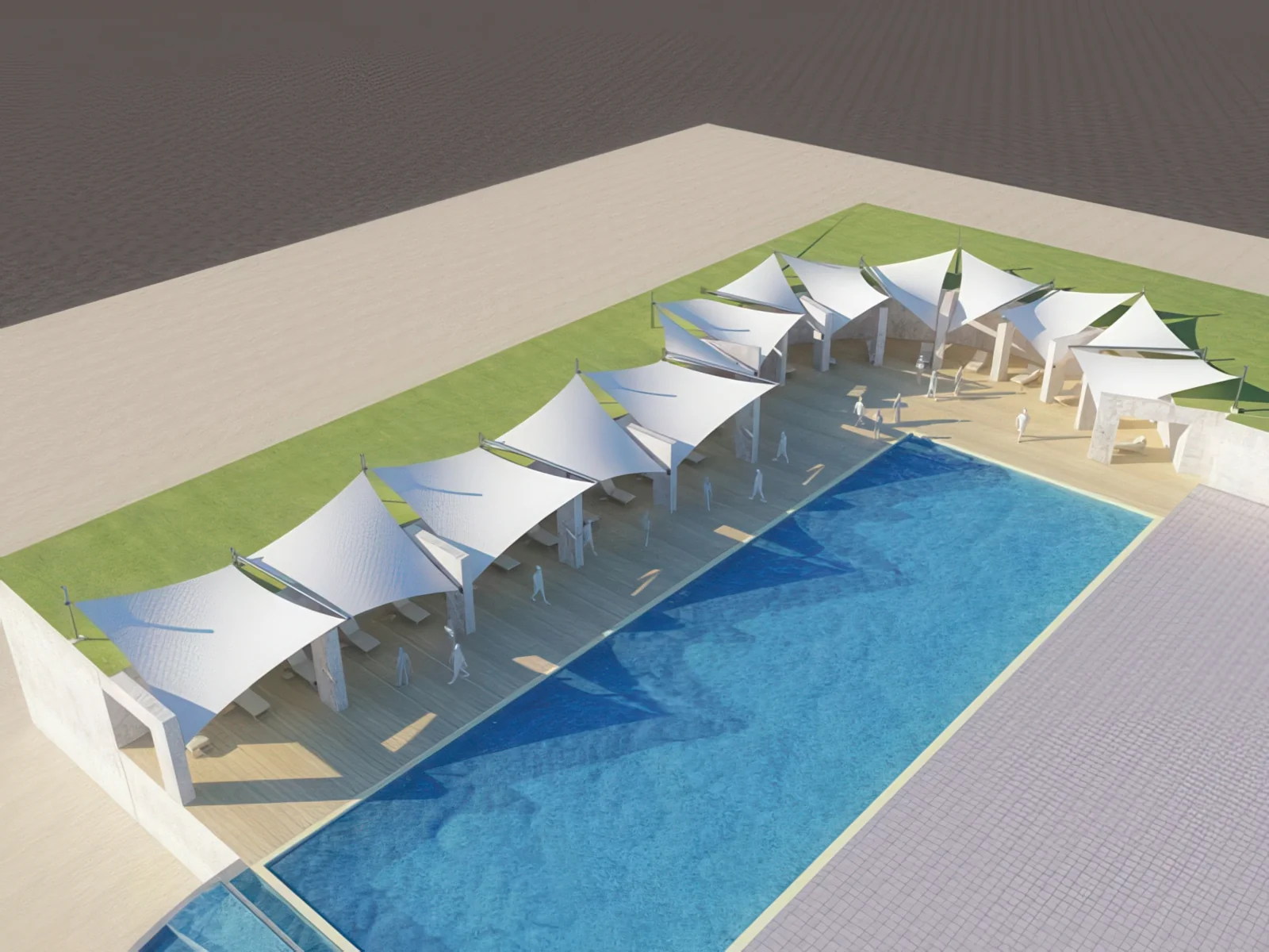 Тенты для зоны бассейна проект 12