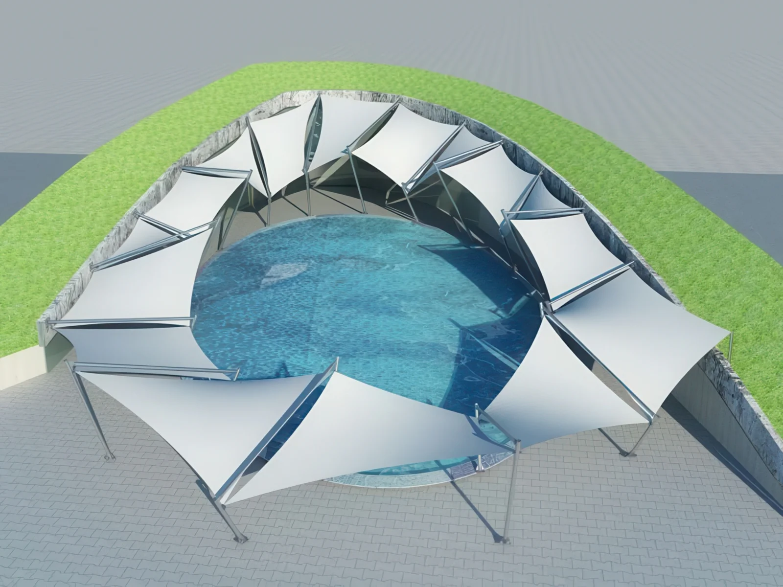 Тенты для зоны бассейна проект 13