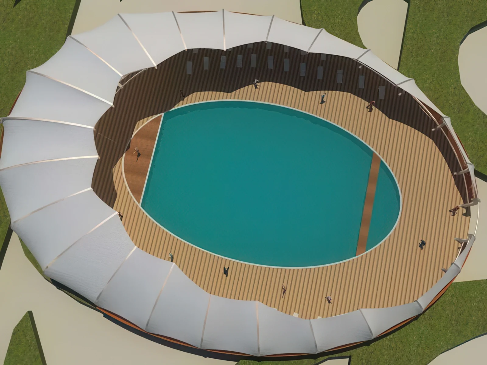 Тенты для зоны бассейна проект 14