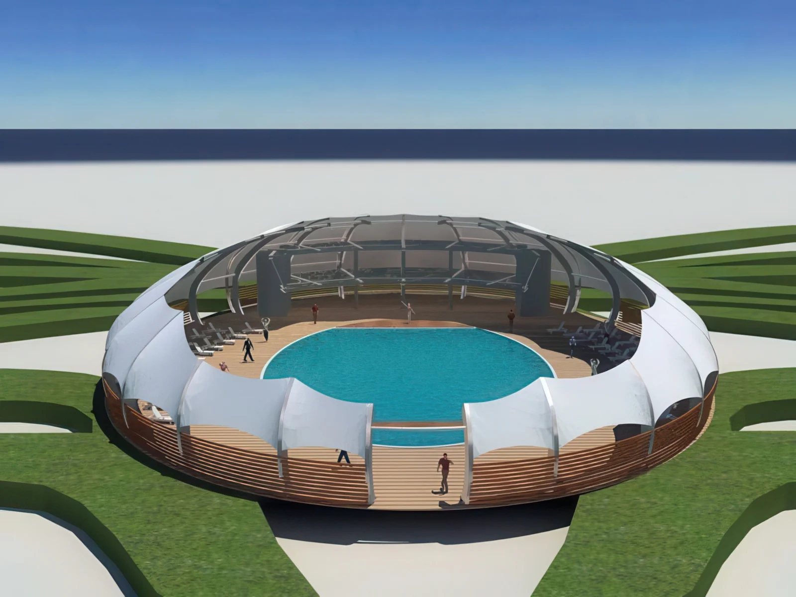 Тенты для зоны бассейна