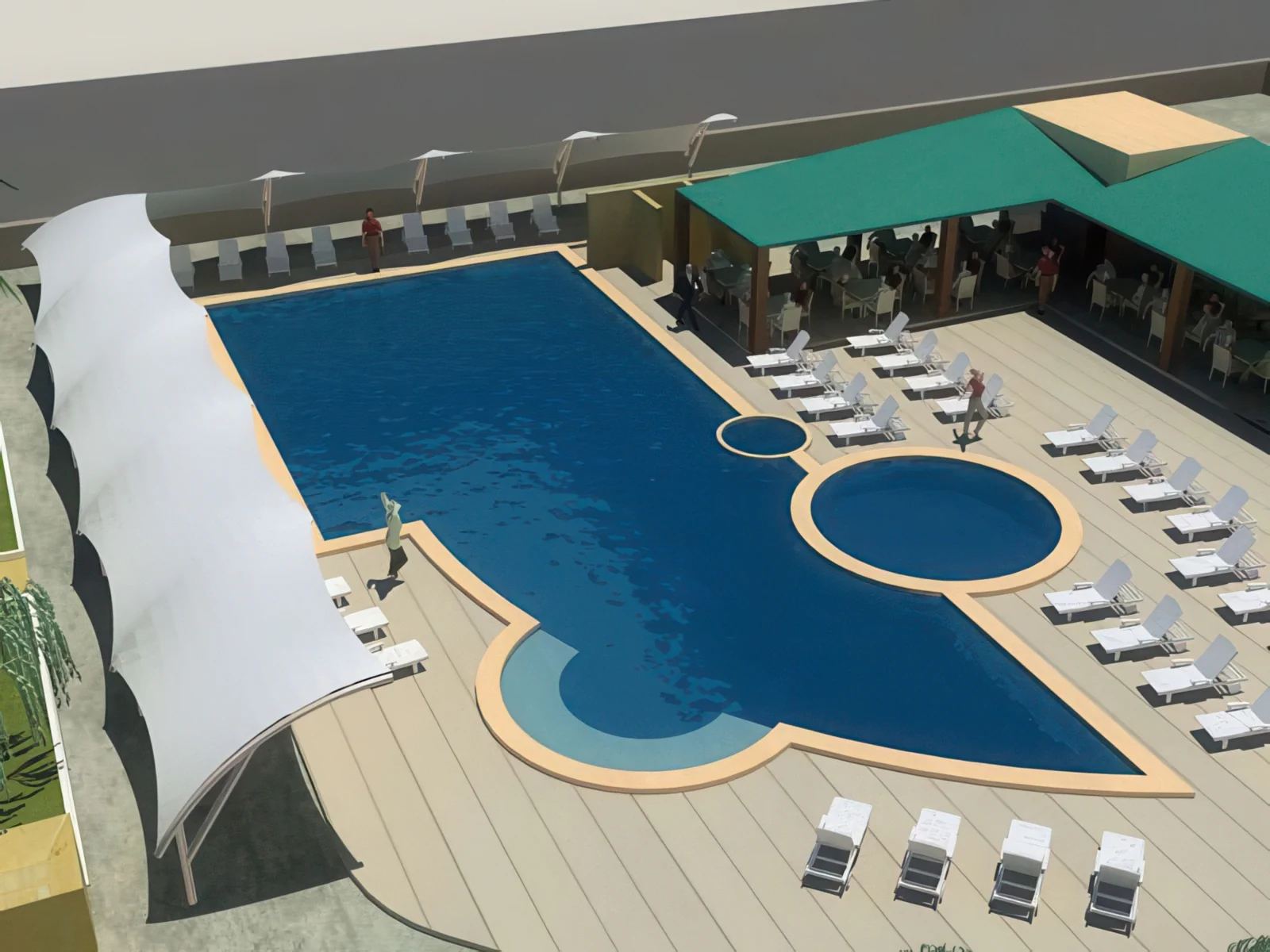 Тенты для зоны бассейна проект 17