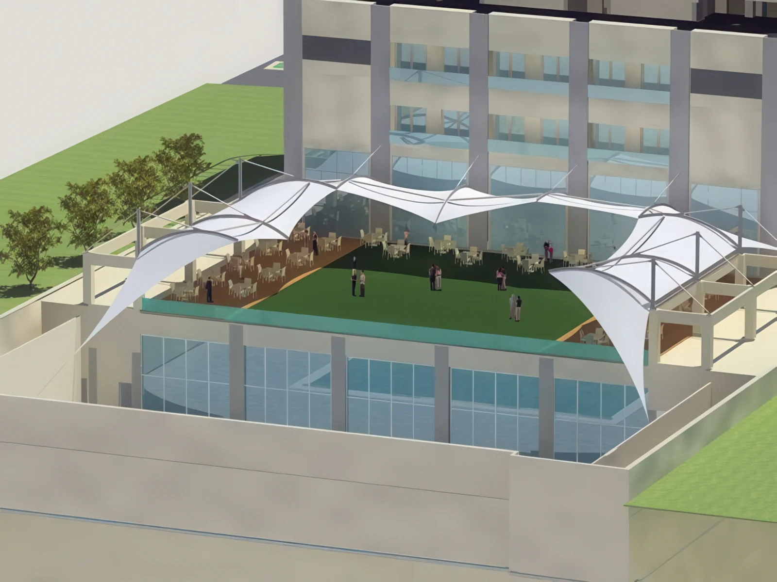 Тенты для зоны бассейна проект 18