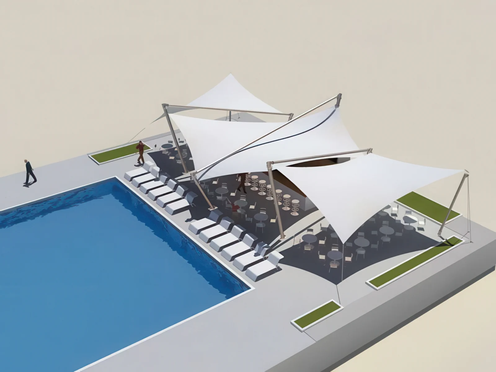 Тенты для зоны бассейна проект 21