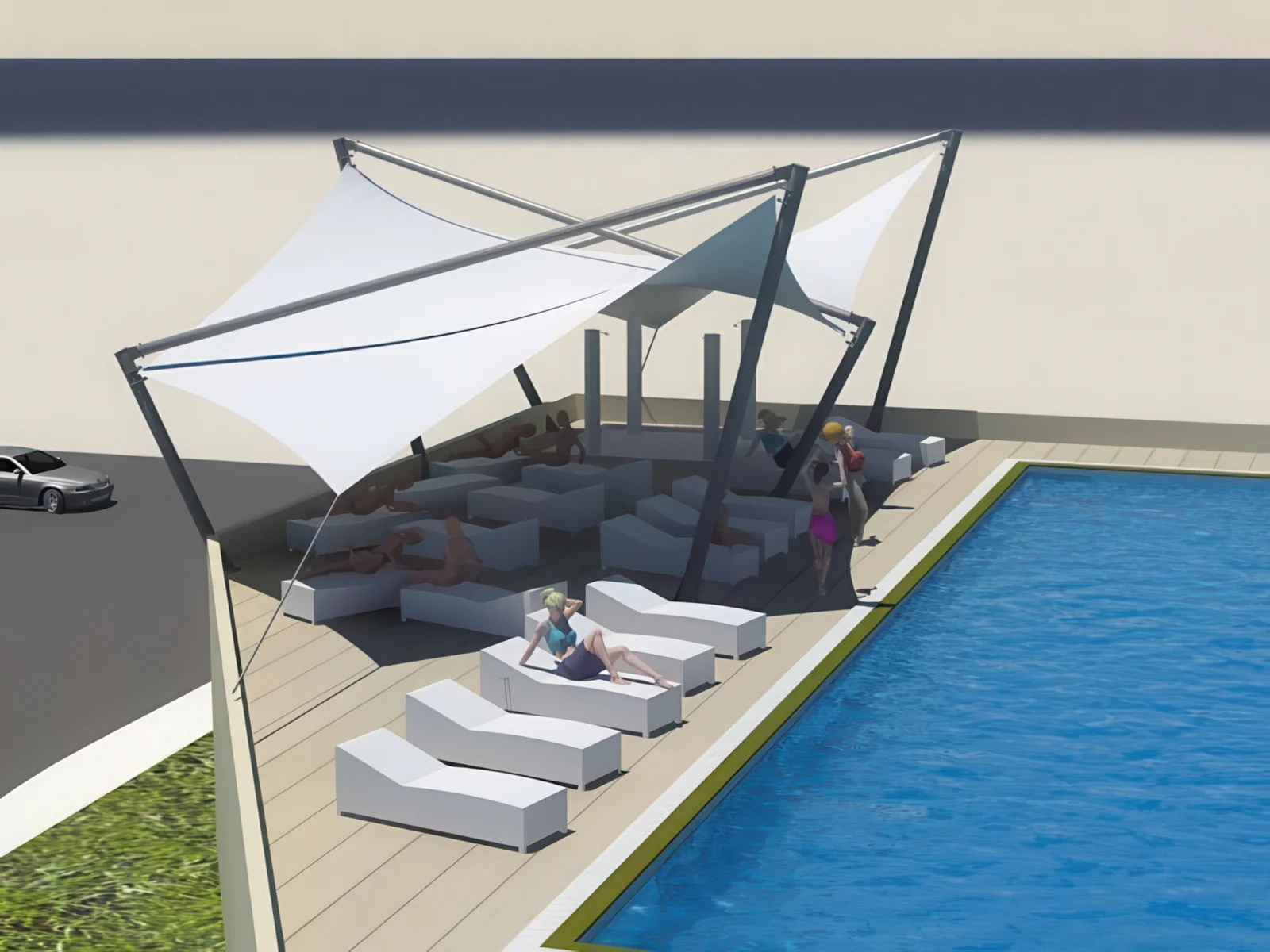 Тенты для зоны бассейна проект 23