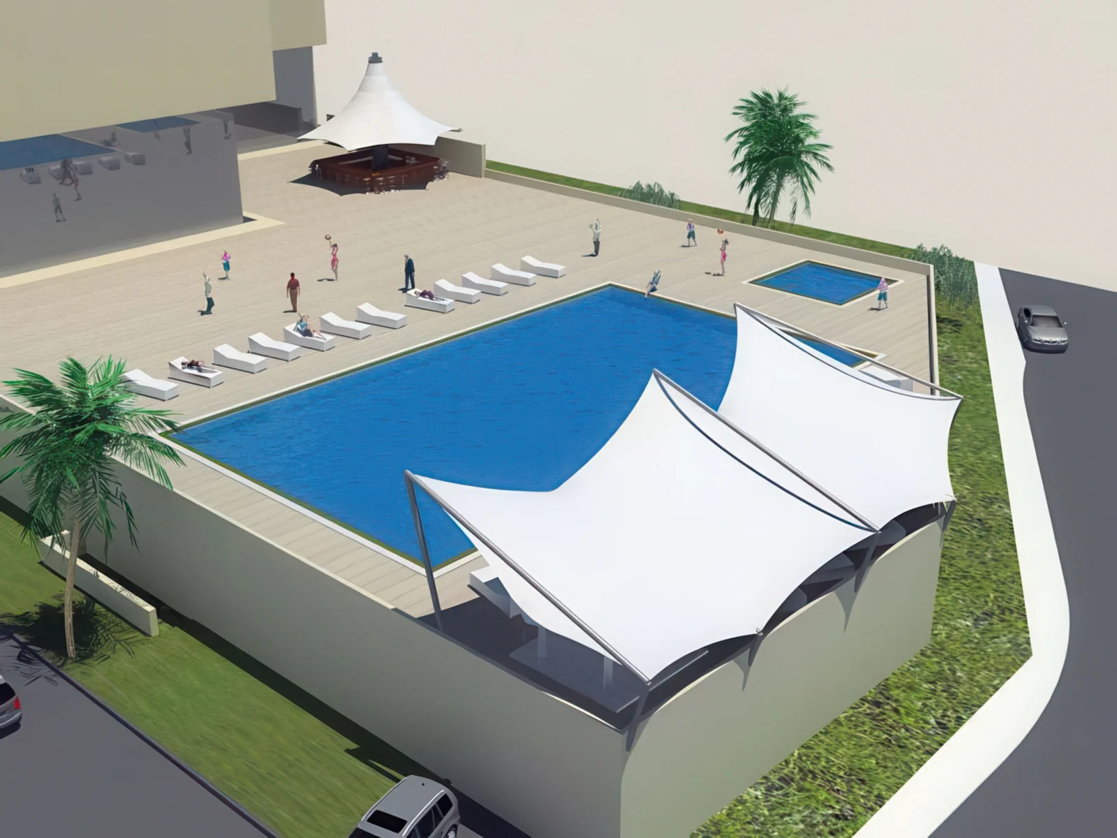 Тенты для зоны бассейна проект 24