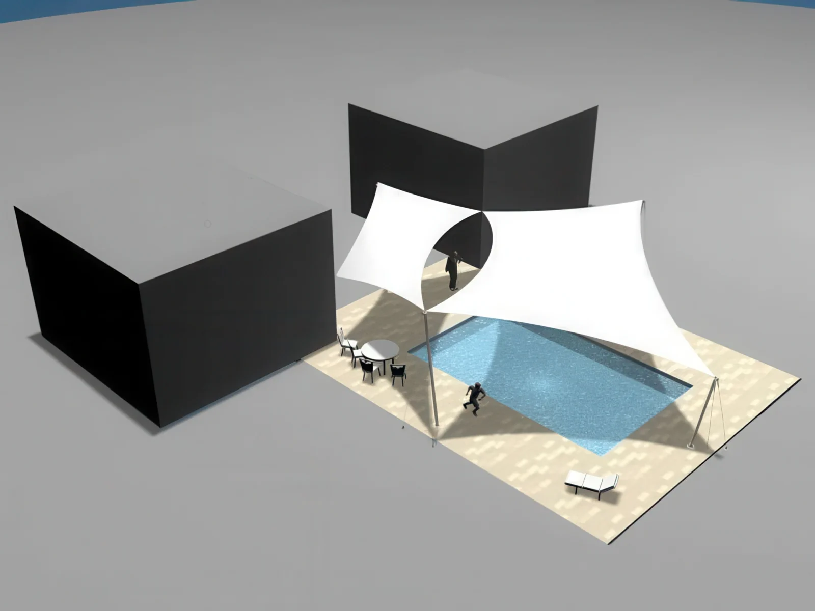 Тенты для зоны бассейна проект 27