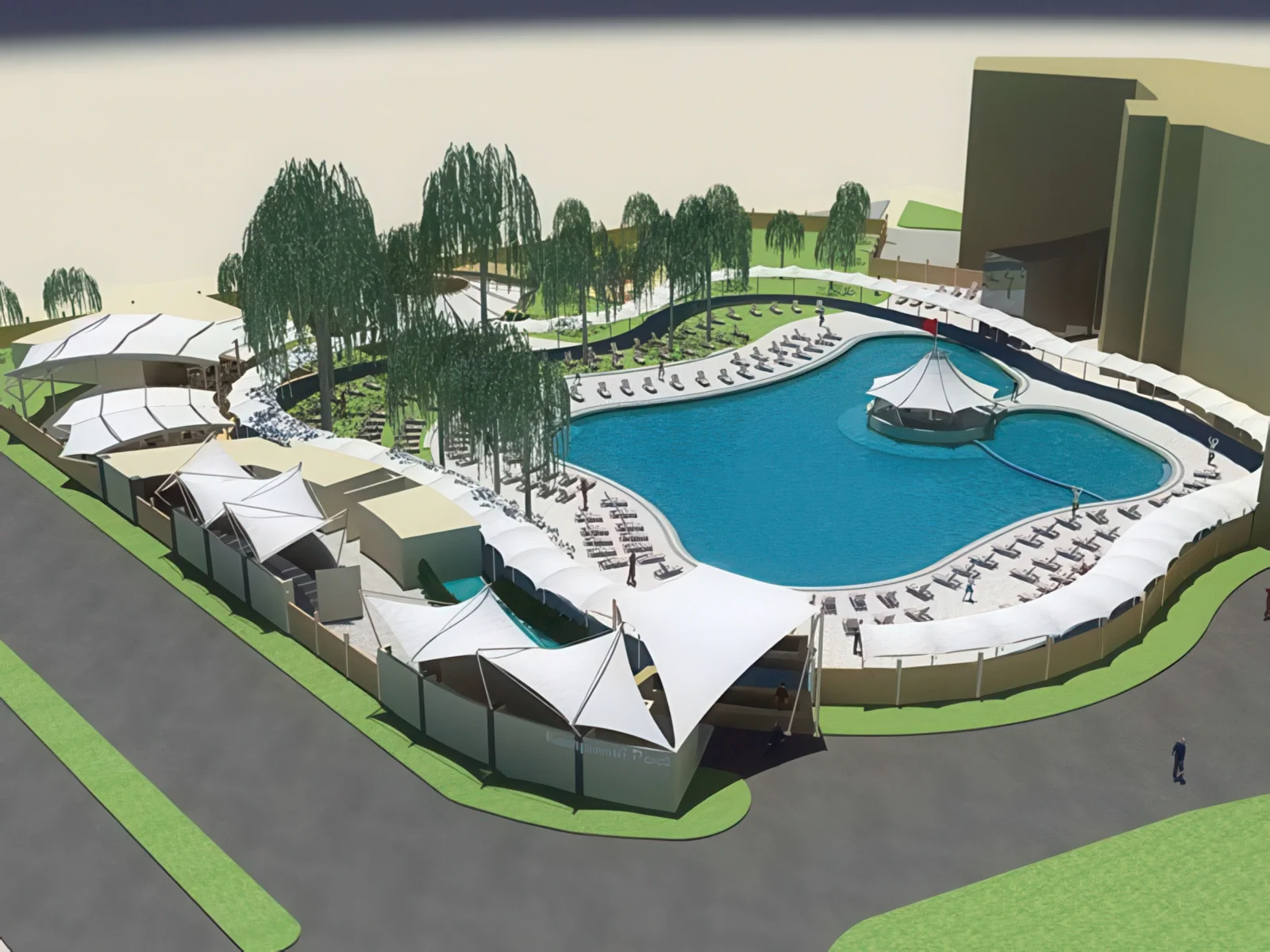 Тенты для зоны бассейна проект 30