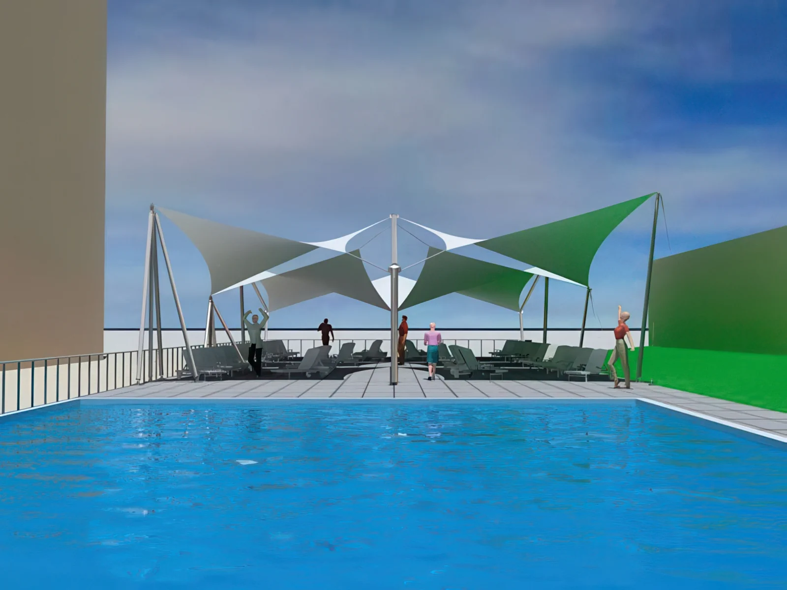 Тенты для зоны бассейна проект 35