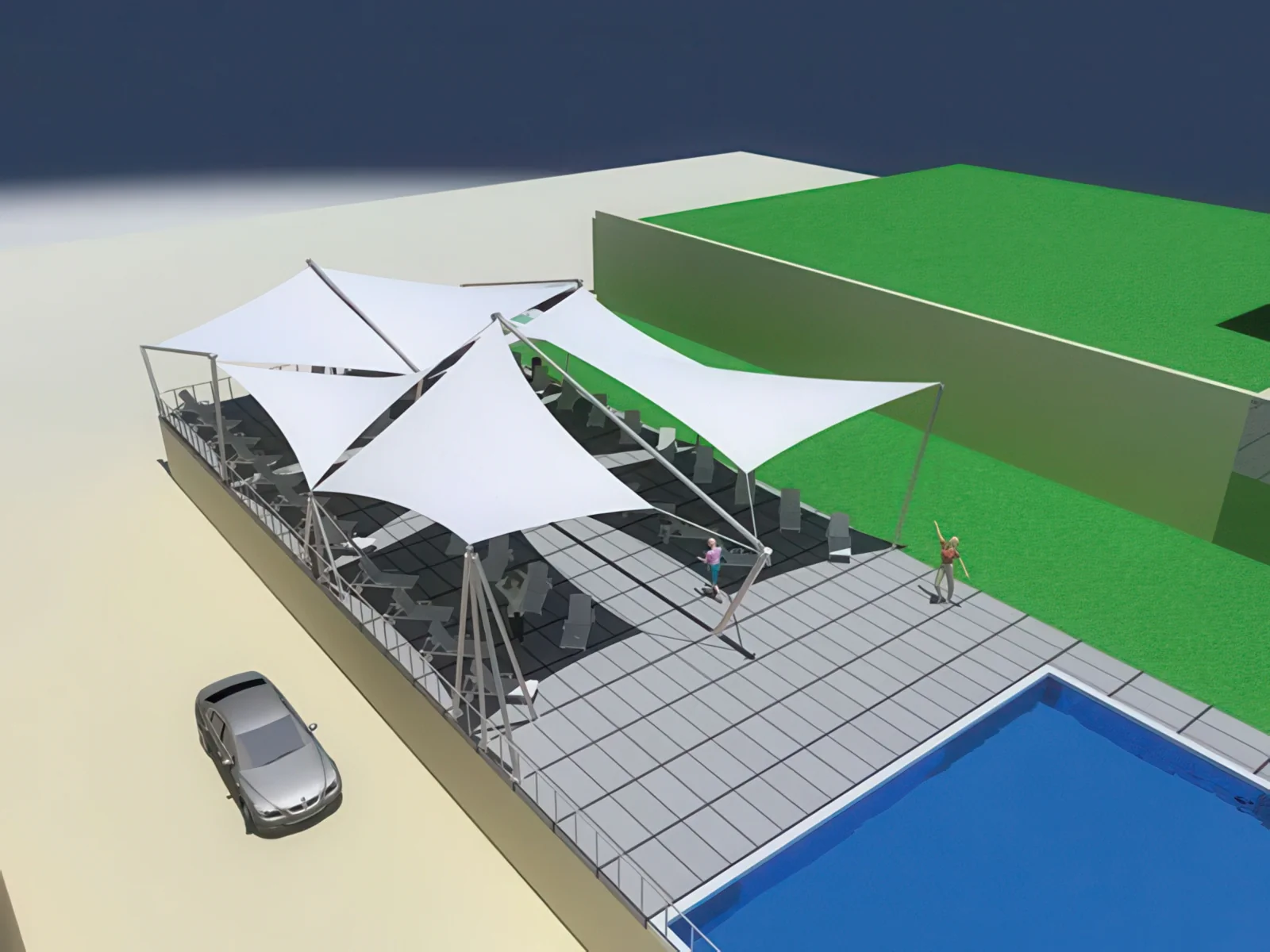 Тенты для зоны бассейна проект 36