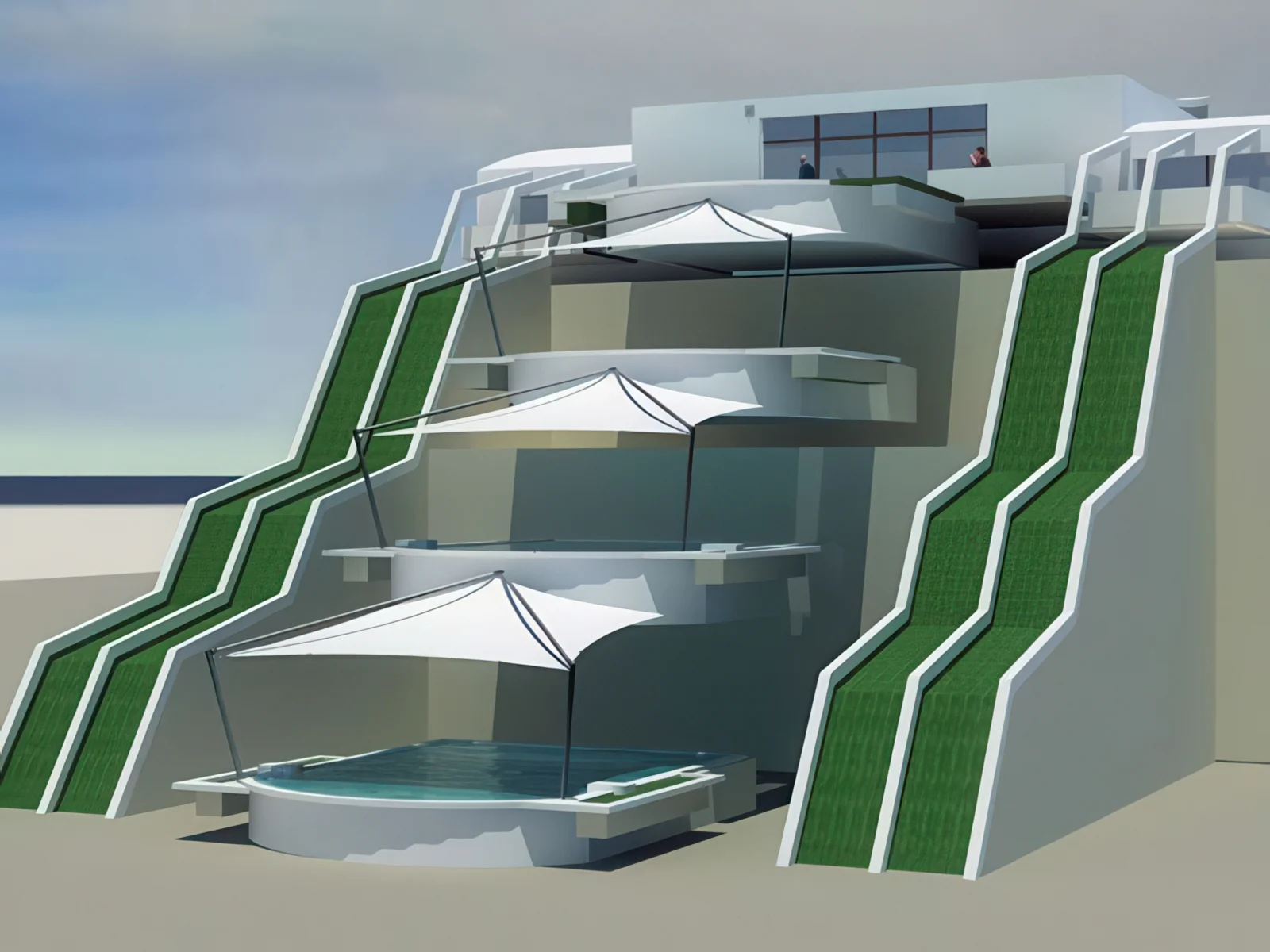 Тенты для зоны бассейна проект 37