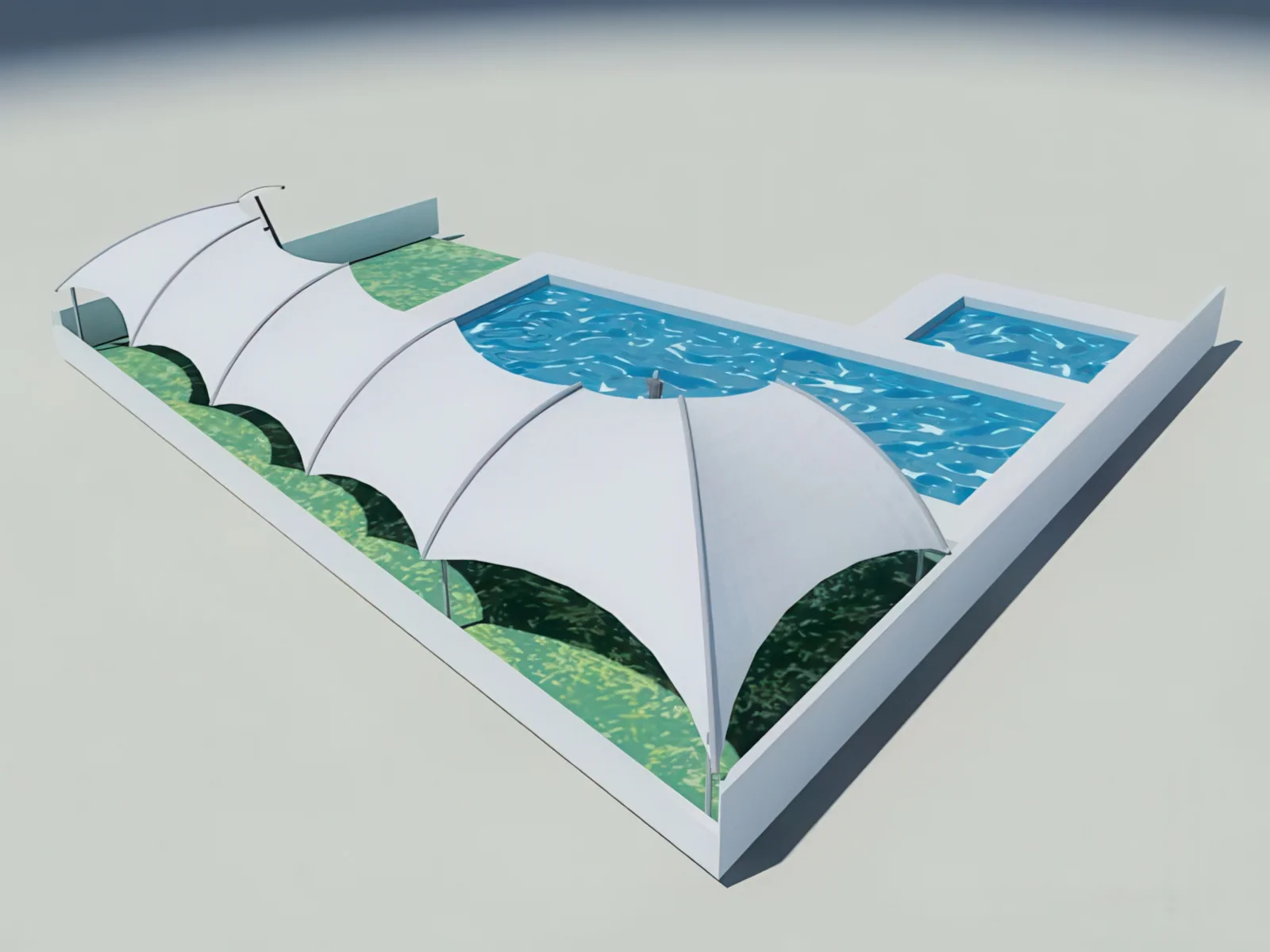 Тенты для зоны бассейна проект 45