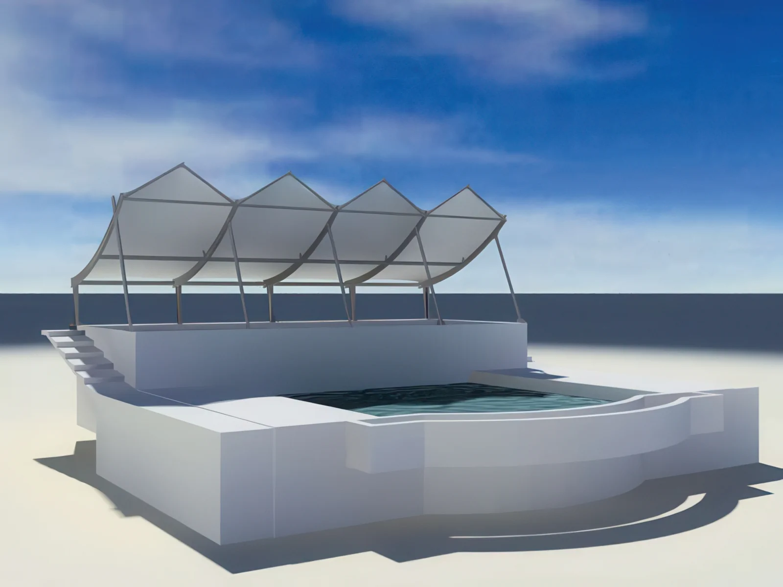 Тенты для зоны бассейна проект 49