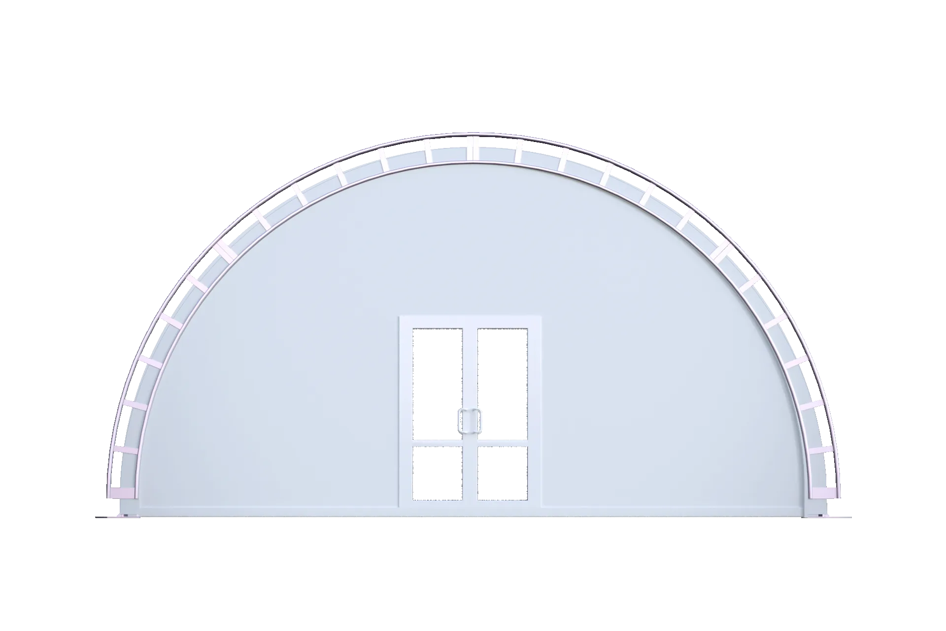 Стена сплошная 6 м белая с двустворчатой ПВХ дверью